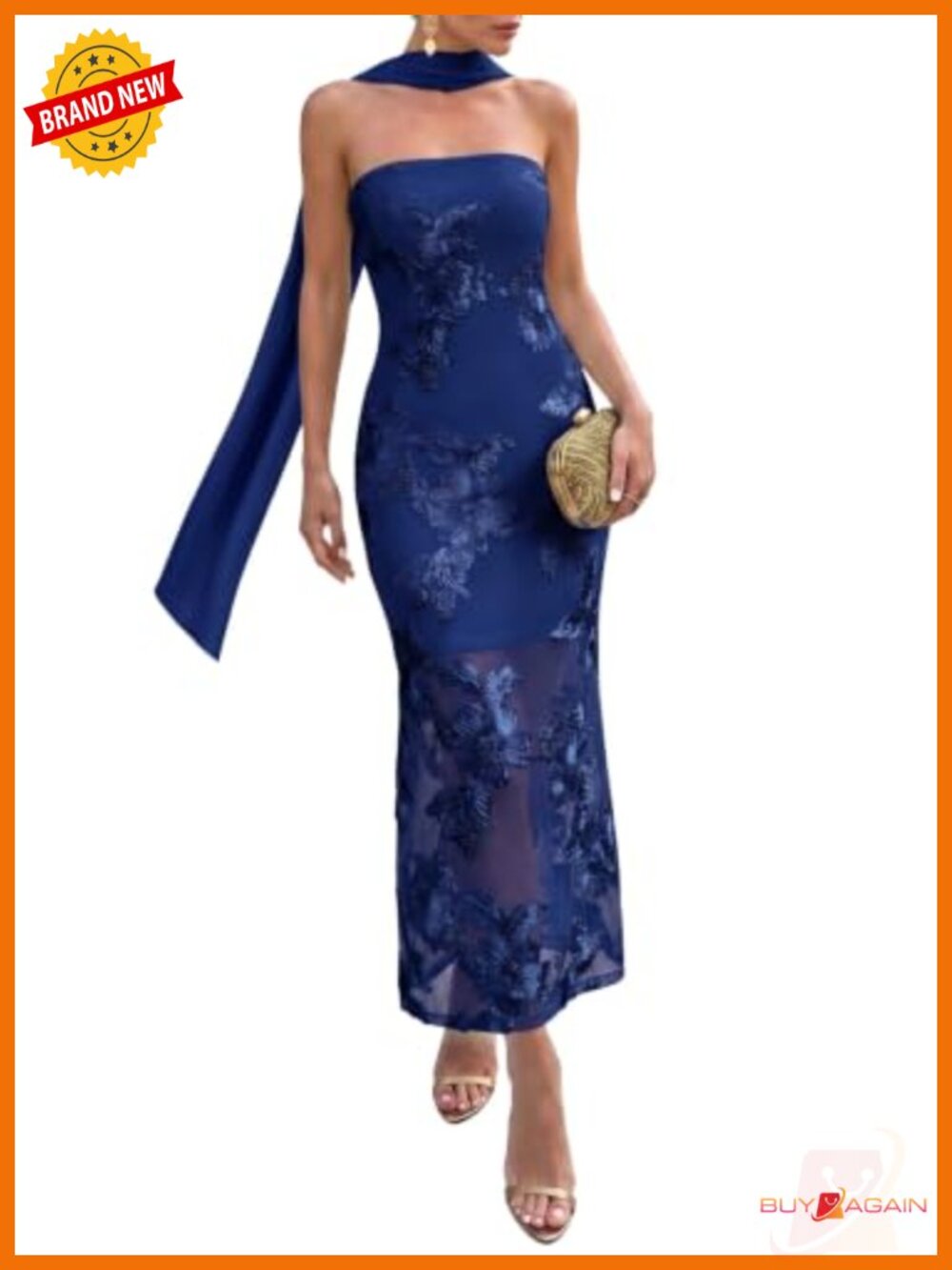 Dokotoo Strapless Maxi Dress Tulle Embroidered Slim Formal Cocktail